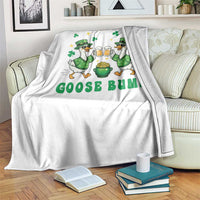 Funny St Patricks Day Goose Drinking Beer Throw Blanket Goose Bump