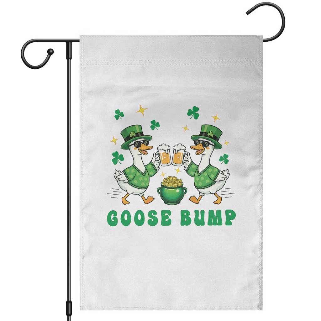 Funny St Patricks Day Goose Drinking Beer Garden Flag Goose Bump