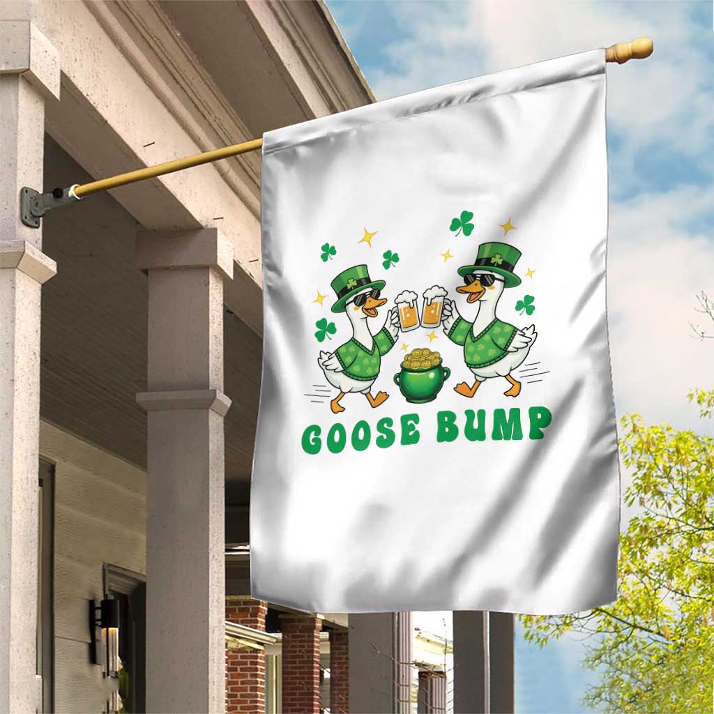 Funny St Patricks Day Goose Drinking Beer Garden Flag Goose Bump