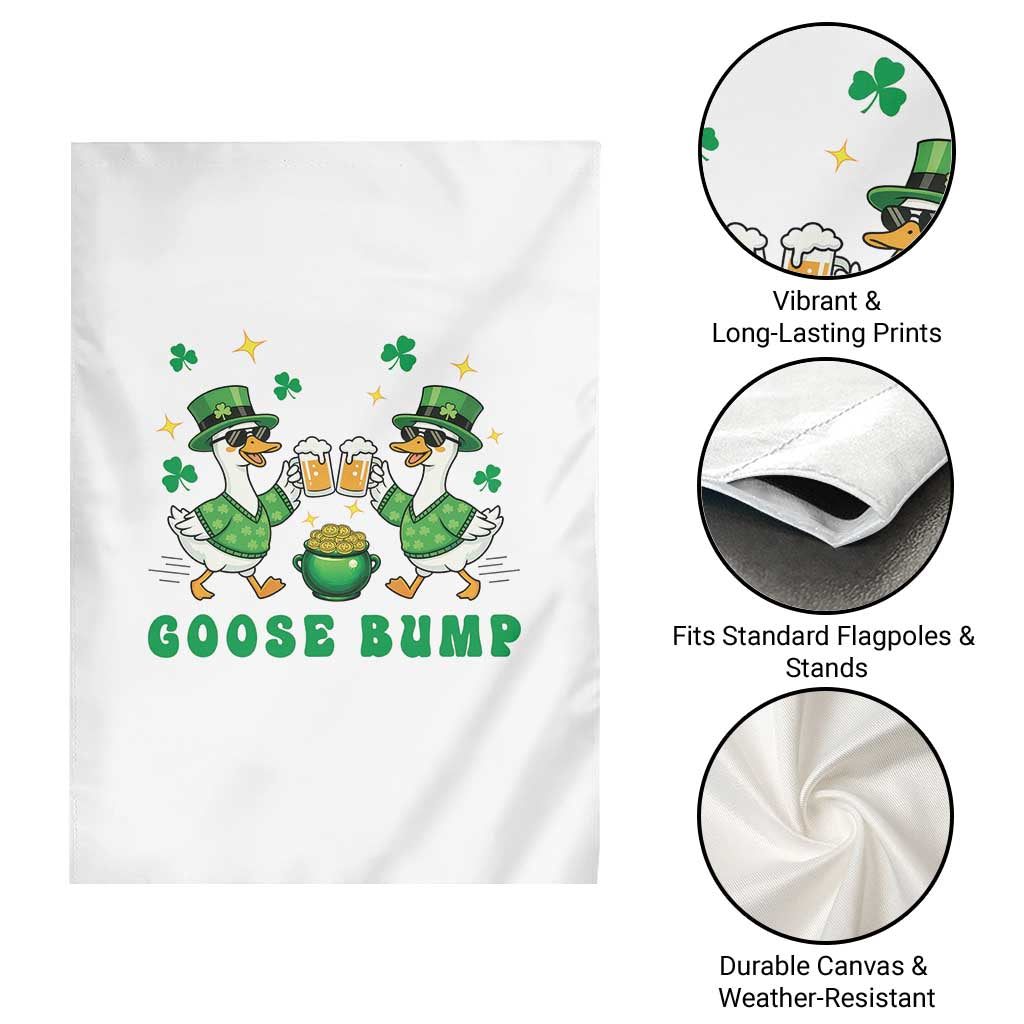 Funny St Patricks Day Goose Drinking Beer Garden Flag Goose Bump