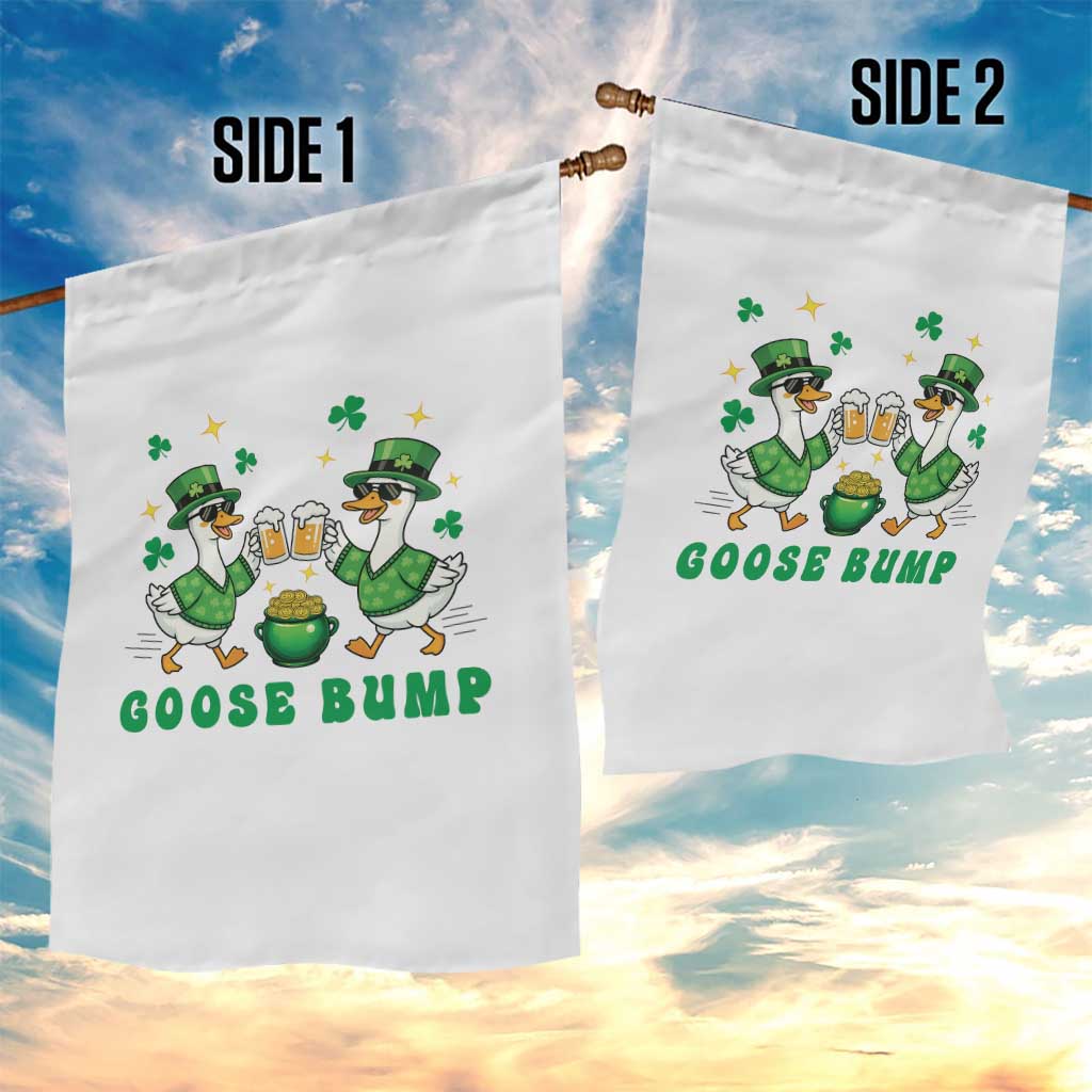 Funny St Patricks Day Goose Drinking Beer Garden Flag Goose Bump