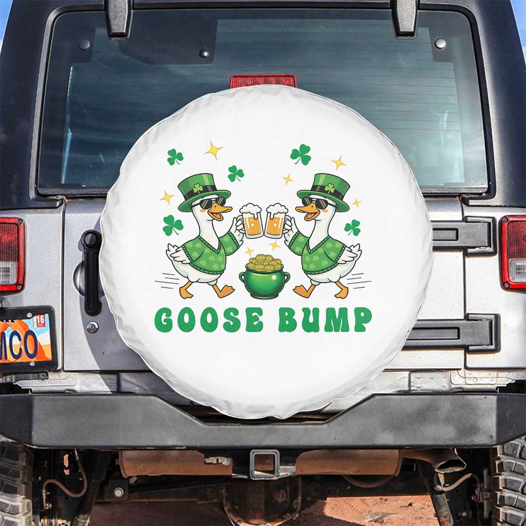 Funny St Patricks Day Goose Drinking Beer Spare Tire Cover Goose Bump