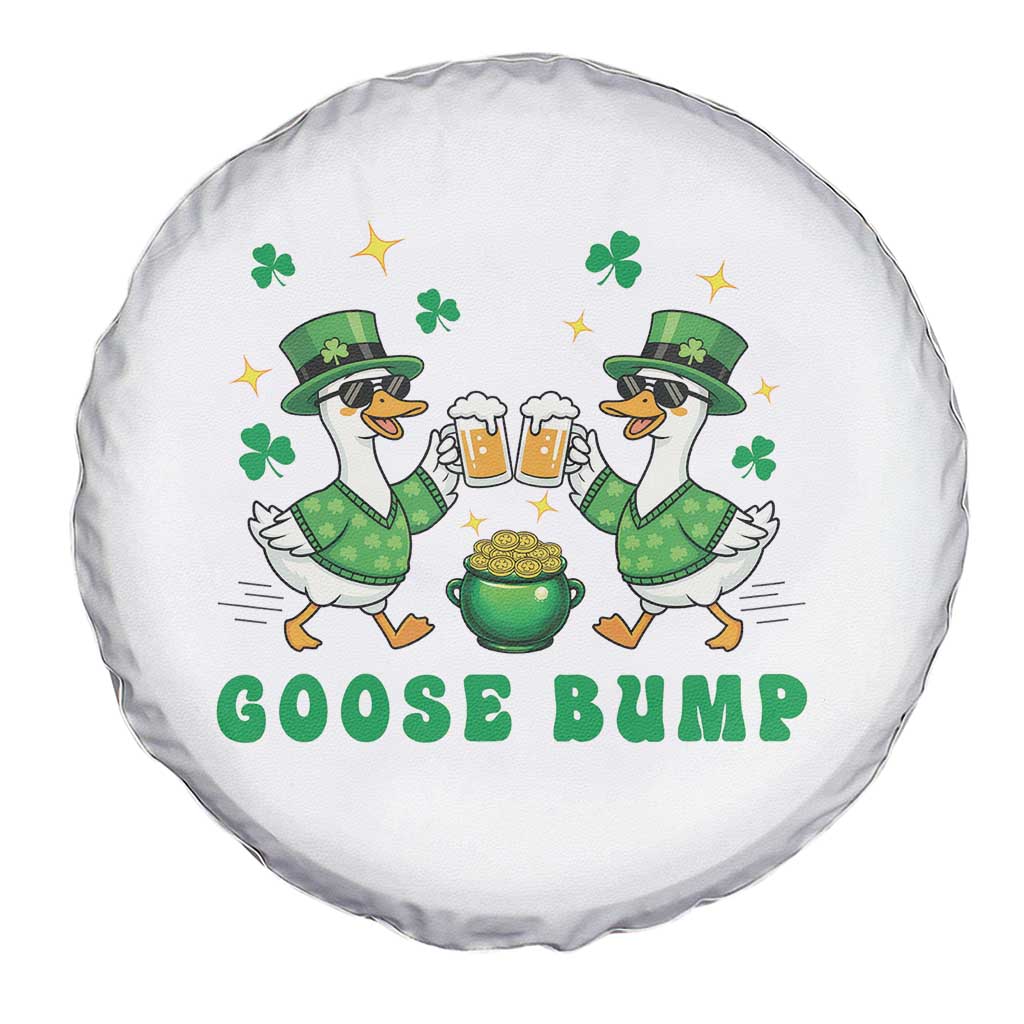 Funny St Patricks Day Goose Drinking Beer Spare Tire Cover Goose Bump