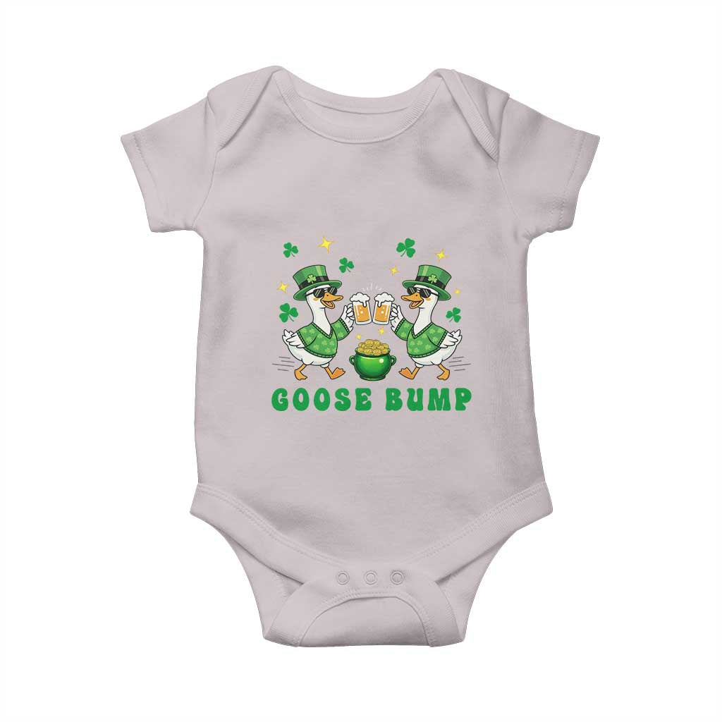 Funny St Patricks Day Goose Drinking Beer Baby Onesie Goose Bump