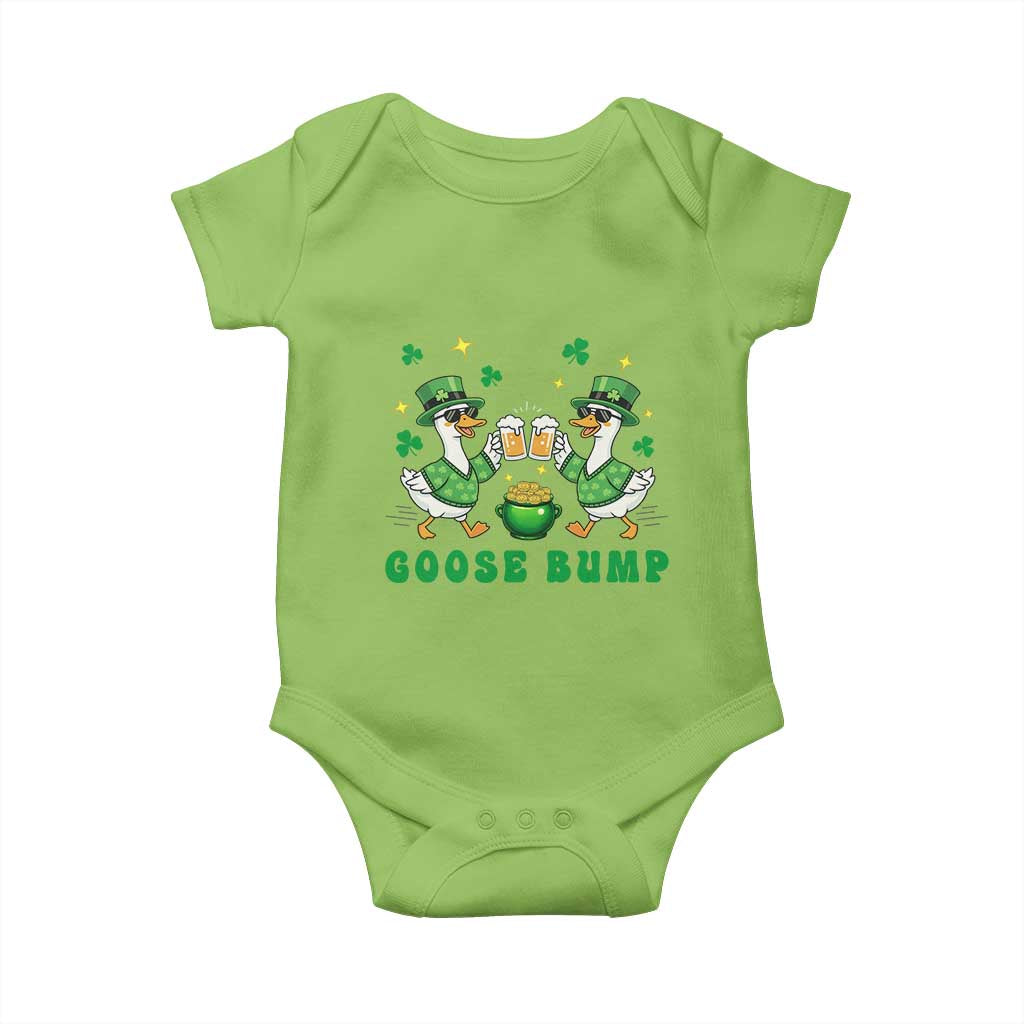 Funny St Patricks Day Goose Drinking Beer Baby Onesie Goose Bump
