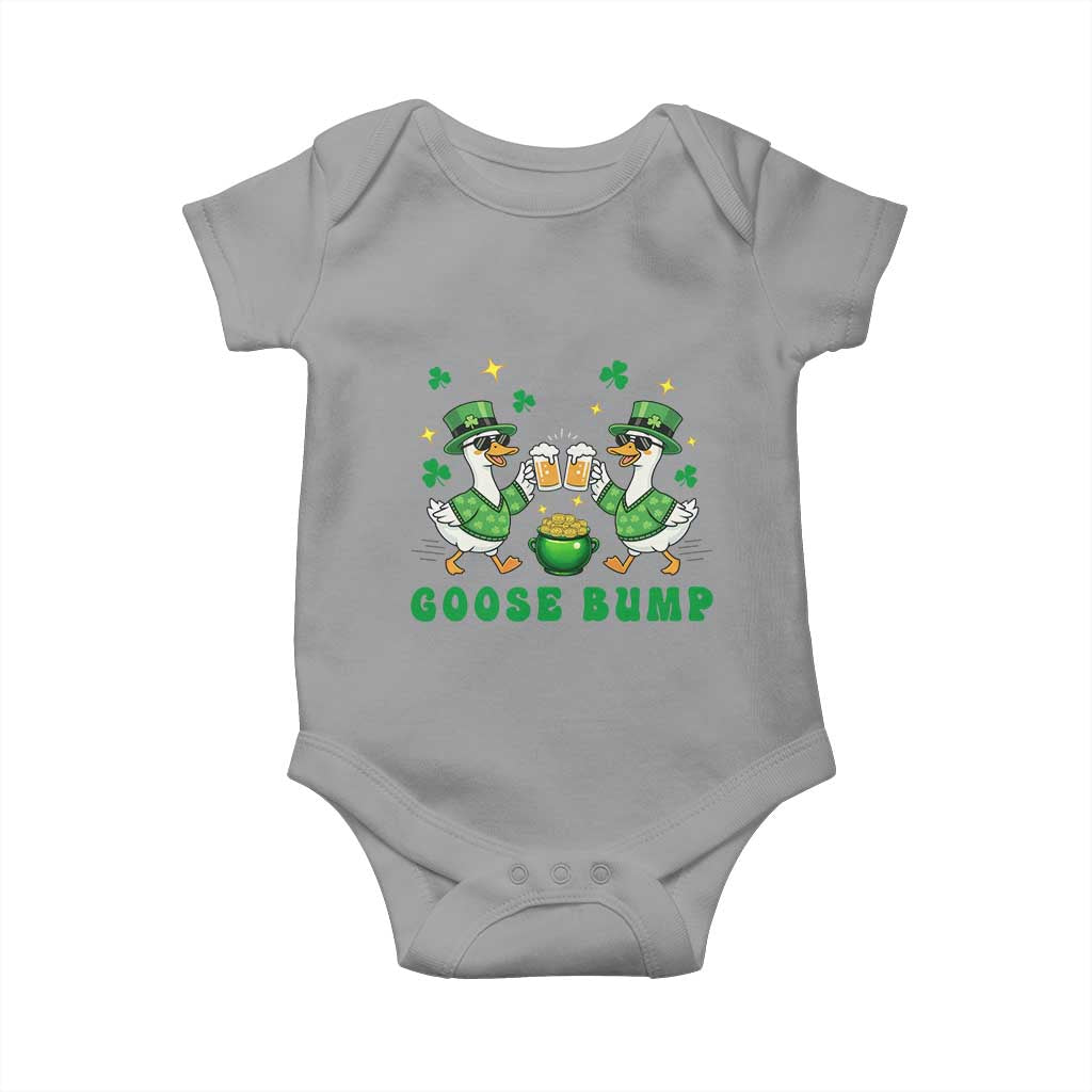 Funny St Patricks Day Goose Drinking Beer Baby Onesie Goose Bump