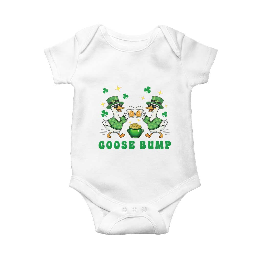 Funny St Patricks Day Goose Drinking Beer Baby Onesie Goose Bump