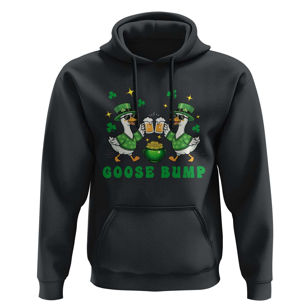 Funny St Patricks Day Goose Drinking Beer Hoodie Goose Bump