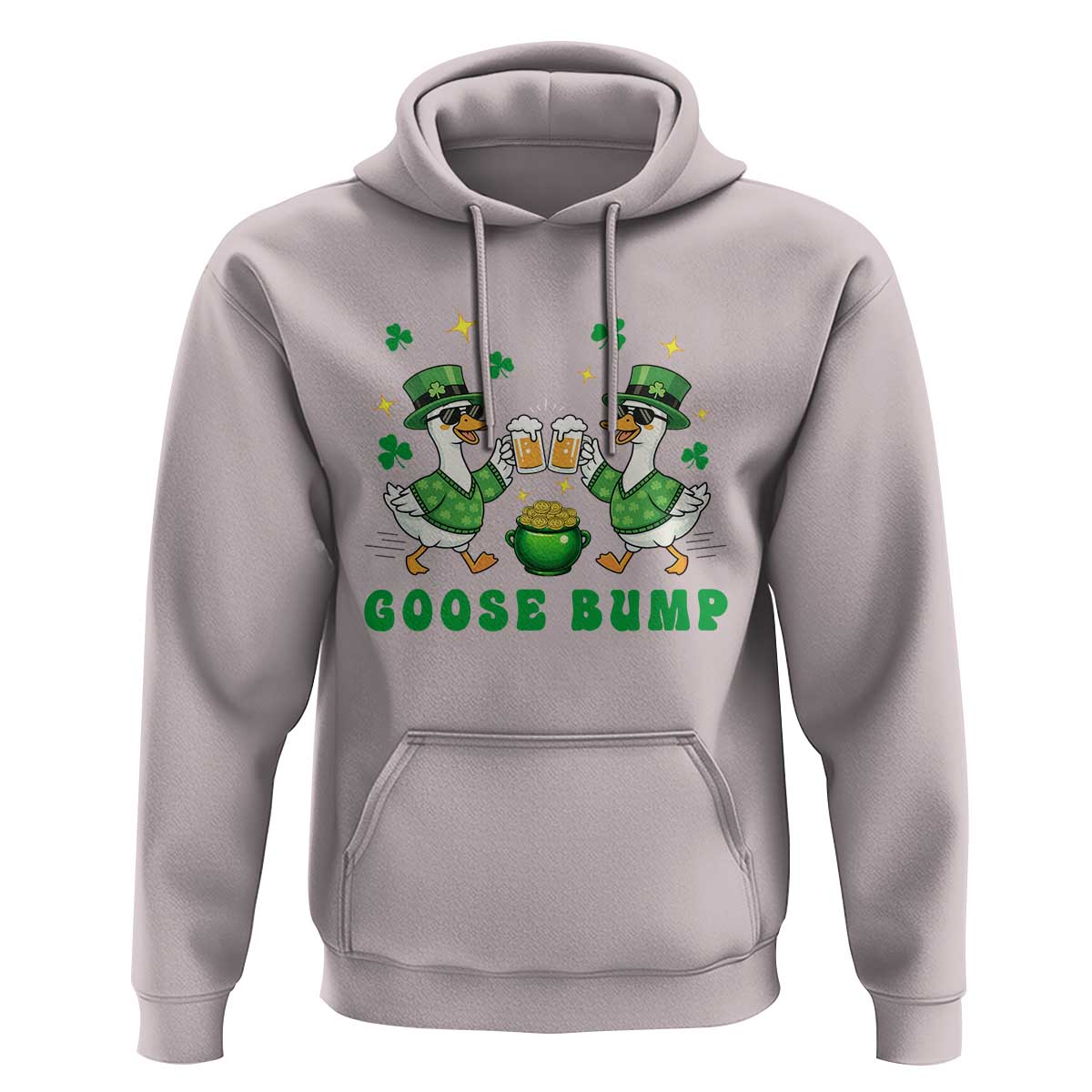 Funny St Patricks Day Goose Drinking Beer Hoodie Goose Bump
