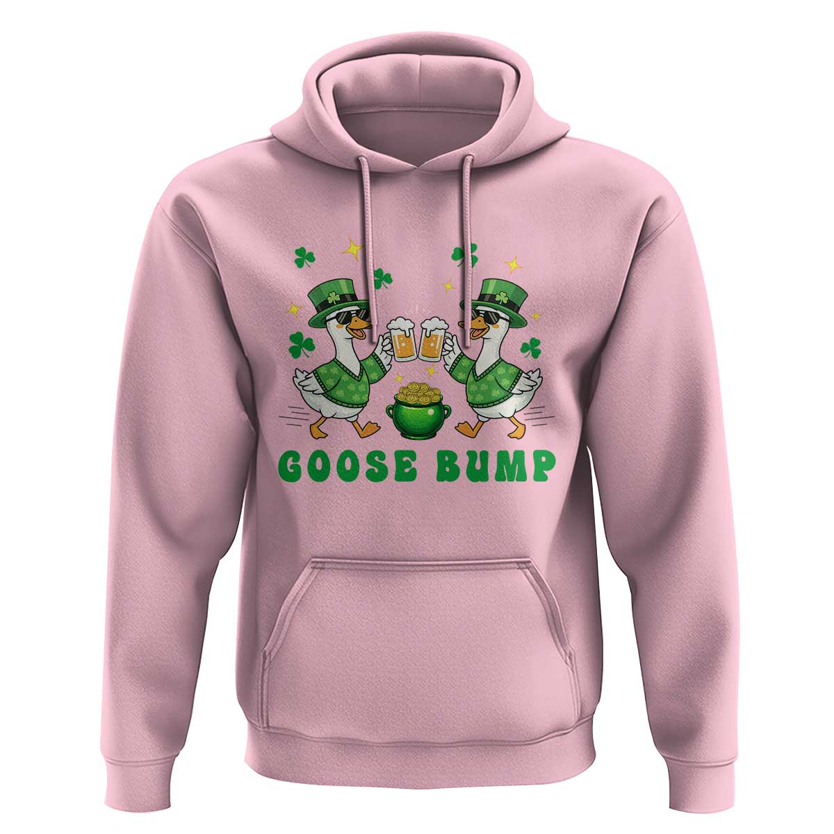 Funny St Patricks Day Goose Drinking Beer Hoodie Goose Bump