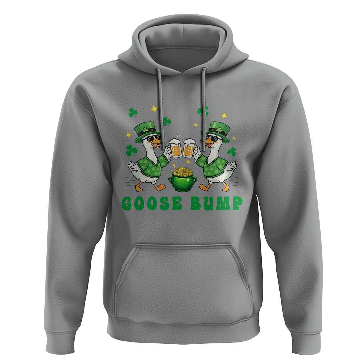 Funny St Patricks Day Goose Drinking Beer Hoodie Goose Bump
