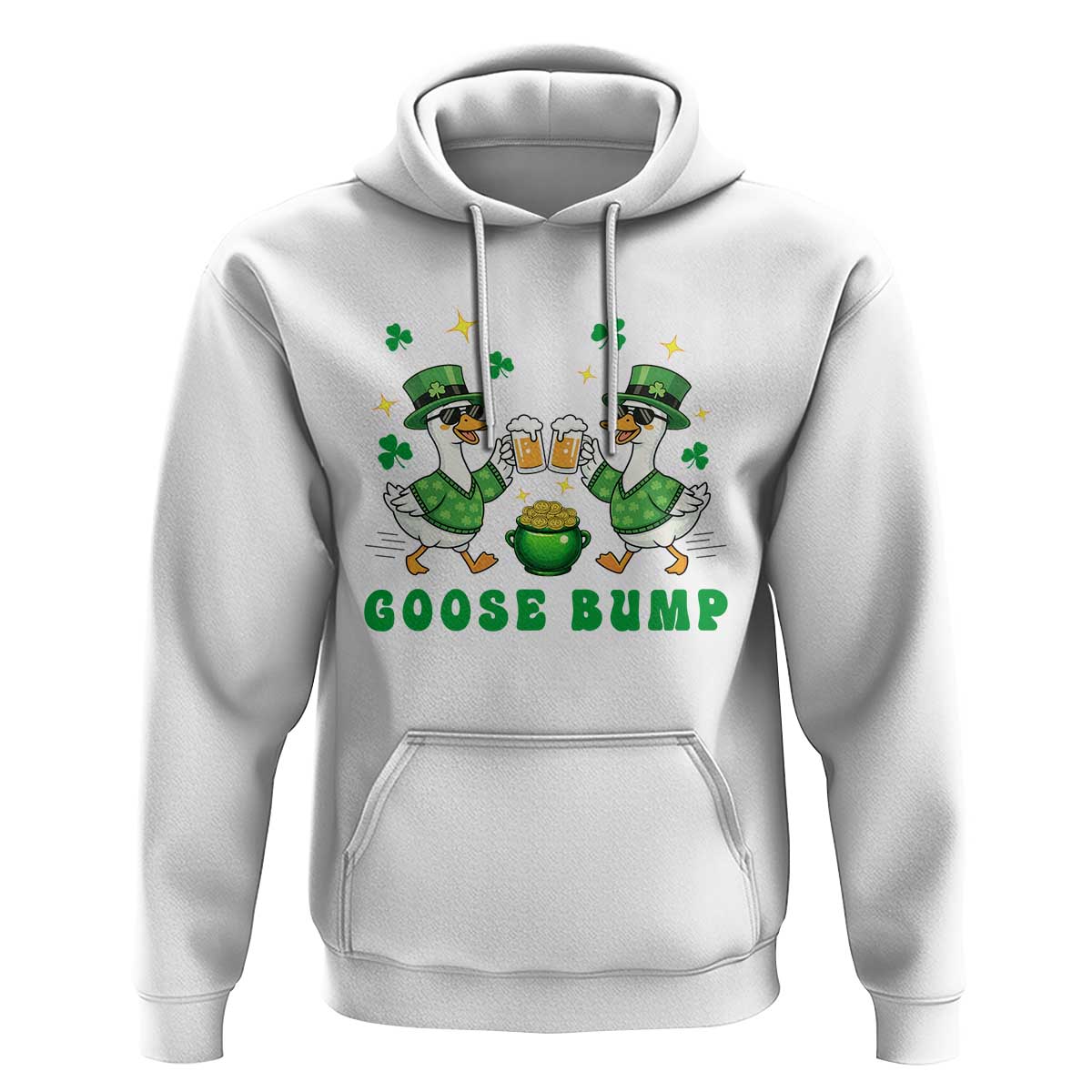 Funny St Patricks Day Goose Drinking Beer Hoodie Goose Bump