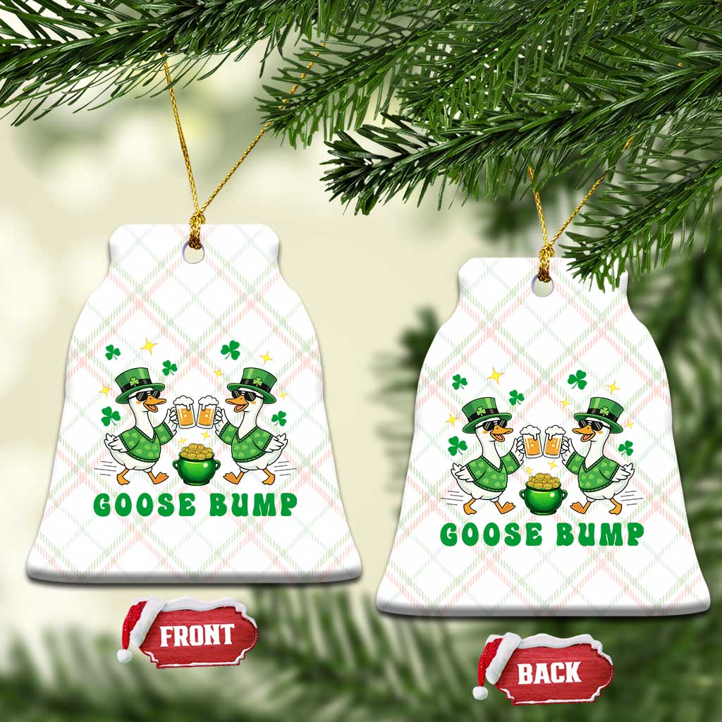 Funny St Patricks Day Goose Drinking Beer Ceramic Ornament Goose Bump