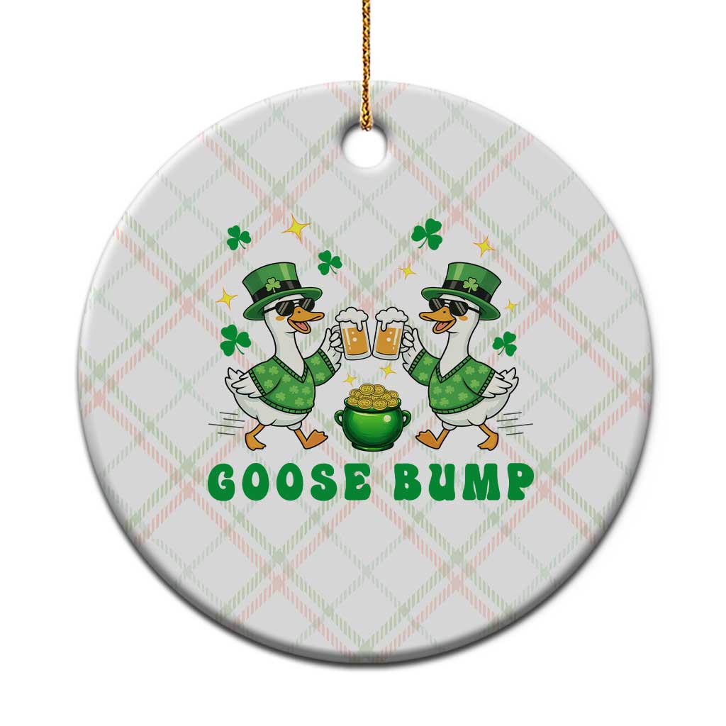 Funny St Patricks Day Goose Drinking Beer Ceramic Ornament Goose Bump