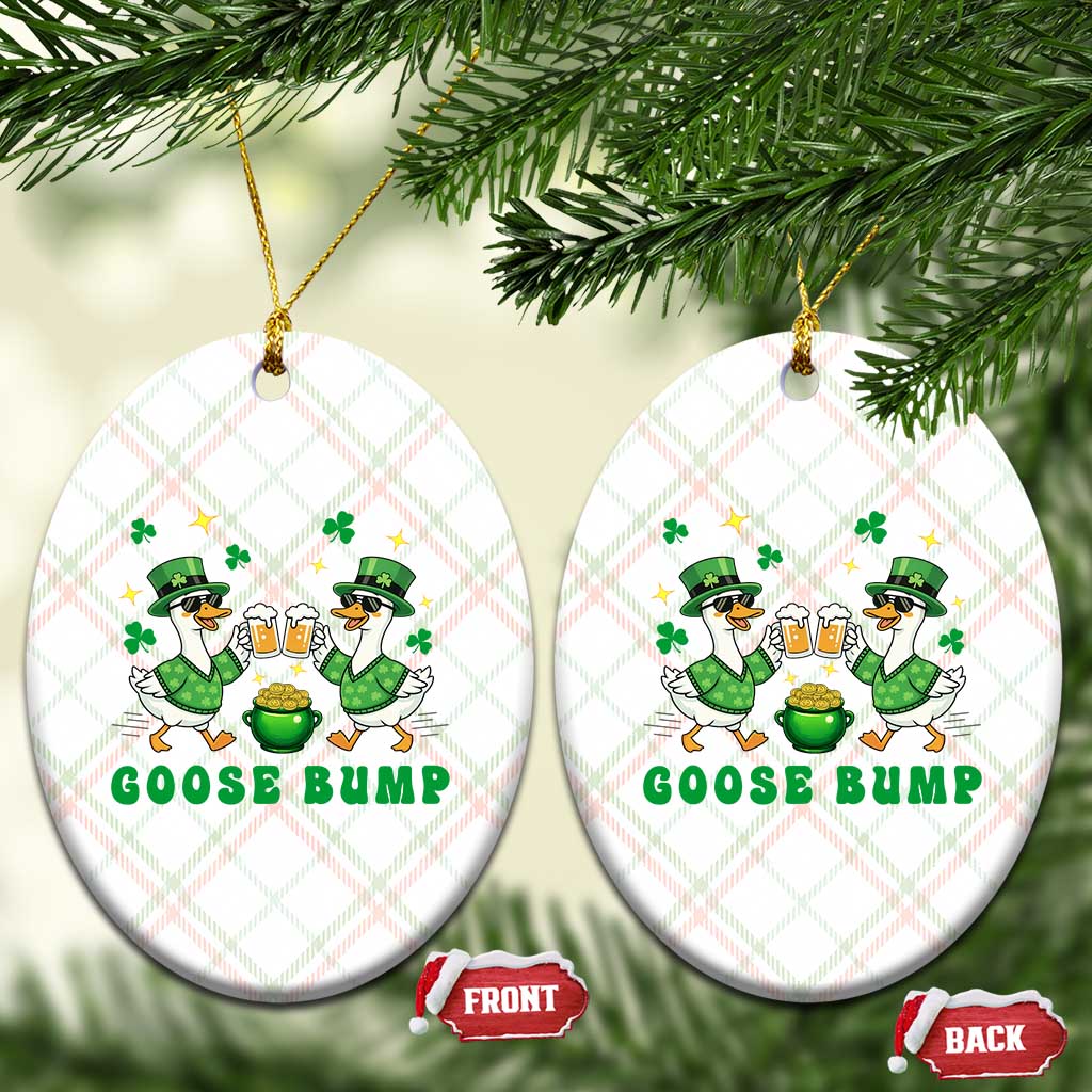 Funny St Patricks Day Goose Drinking Beer Ceramic Ornament Goose Bump
