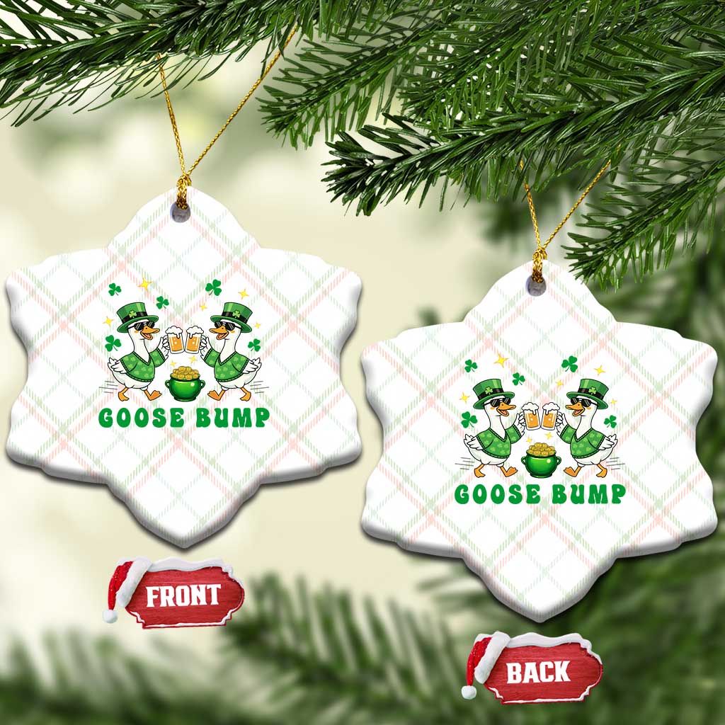Funny St Patricks Day Goose Drinking Beer Ceramic Ornament Goose Bump