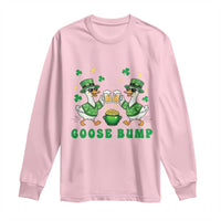 Funny St Patricks Day Goose Drinking Beer Long Sleeve Shirt Goose Bump