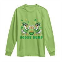Funny St Patricks Day Goose Drinking Beer Long Sleeve Shirt Goose Bump