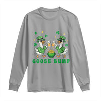 Funny St Patricks Day Goose Drinking Beer Long Sleeve Shirt Goose Bump