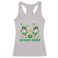 Funny St Patricks Day Goose Drinking Beer Racerback Tank Top Goose Bump