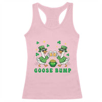 Funny St Patricks Day Goose Drinking Beer Racerback Tank Top Goose Bump