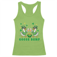 Funny St Patricks Day Goose Drinking Beer Racerback Tank Top Goose Bump