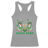 Funny St Patricks Day Goose Drinking Beer Racerback Tank Top Goose Bump