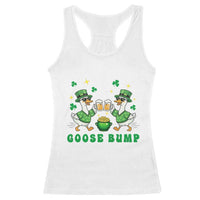 Funny St Patricks Day Goose Drinking Beer Racerback Tank Top Goose Bump