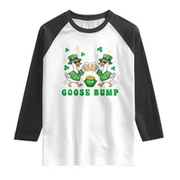 Funny St Patricks Day Goose Drinking Beer Raglan Shirt Goose Bump