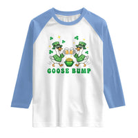 Funny St Patricks Day Goose Drinking Beer Raglan Shirt Goose Bump