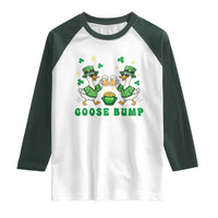 Funny St Patricks Day Goose Drinking Beer Raglan Shirt Goose Bump