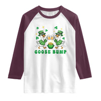 Funny St Patricks Day Goose Drinking Beer Raglan Shirt Goose Bump
