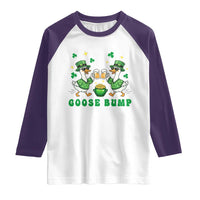 Funny St Patricks Day Goose Drinking Beer Raglan Shirt Goose Bump