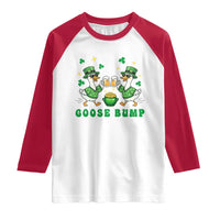 Funny St Patricks Day Goose Drinking Beer Raglan Shirt Goose Bump