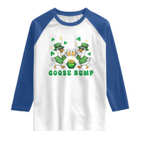 Funny St Patricks Day Goose Drinking Beer Raglan Shirt Goose Bump