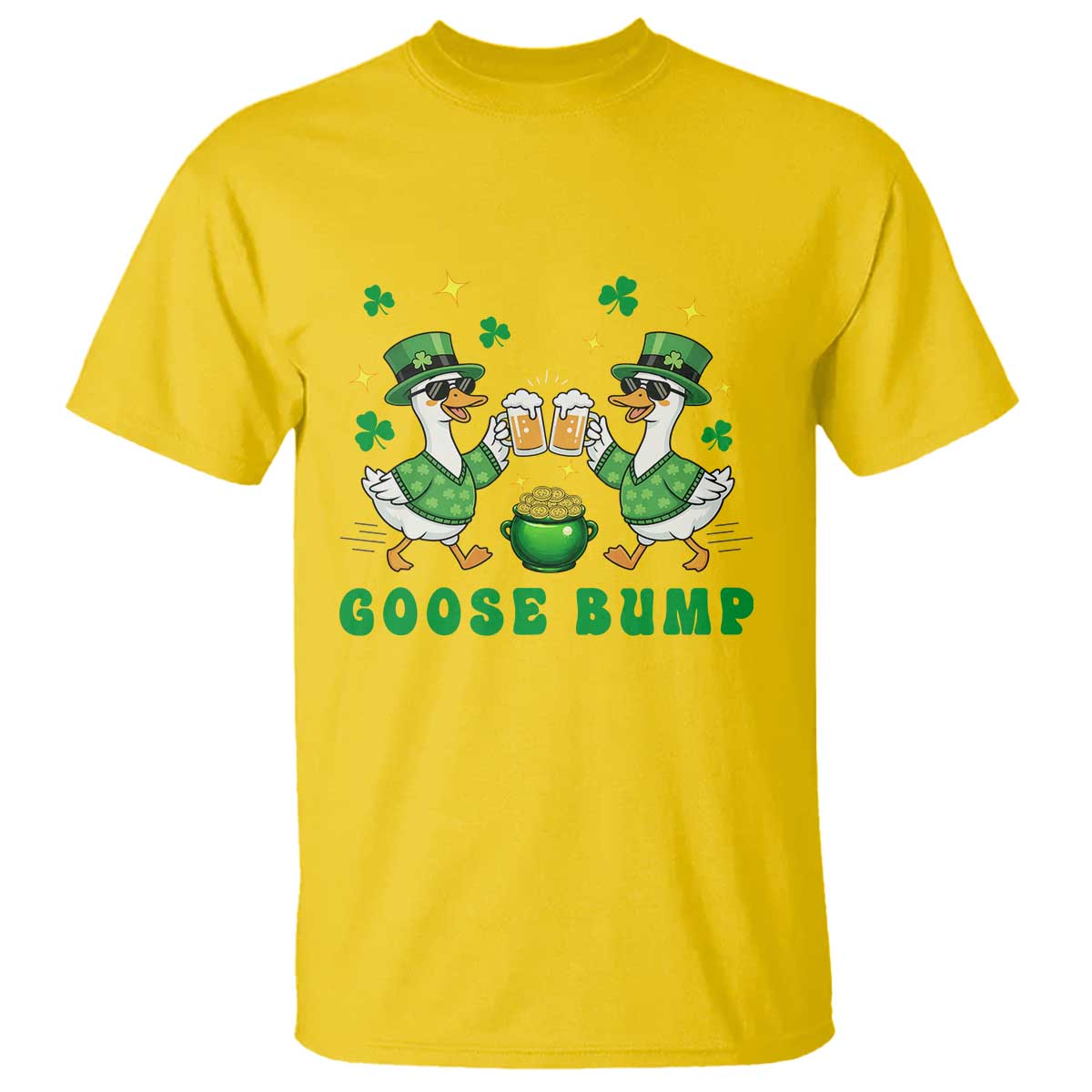 Funny St Patricks Day Goose Drinking Beer T Shirt Goose Bump
