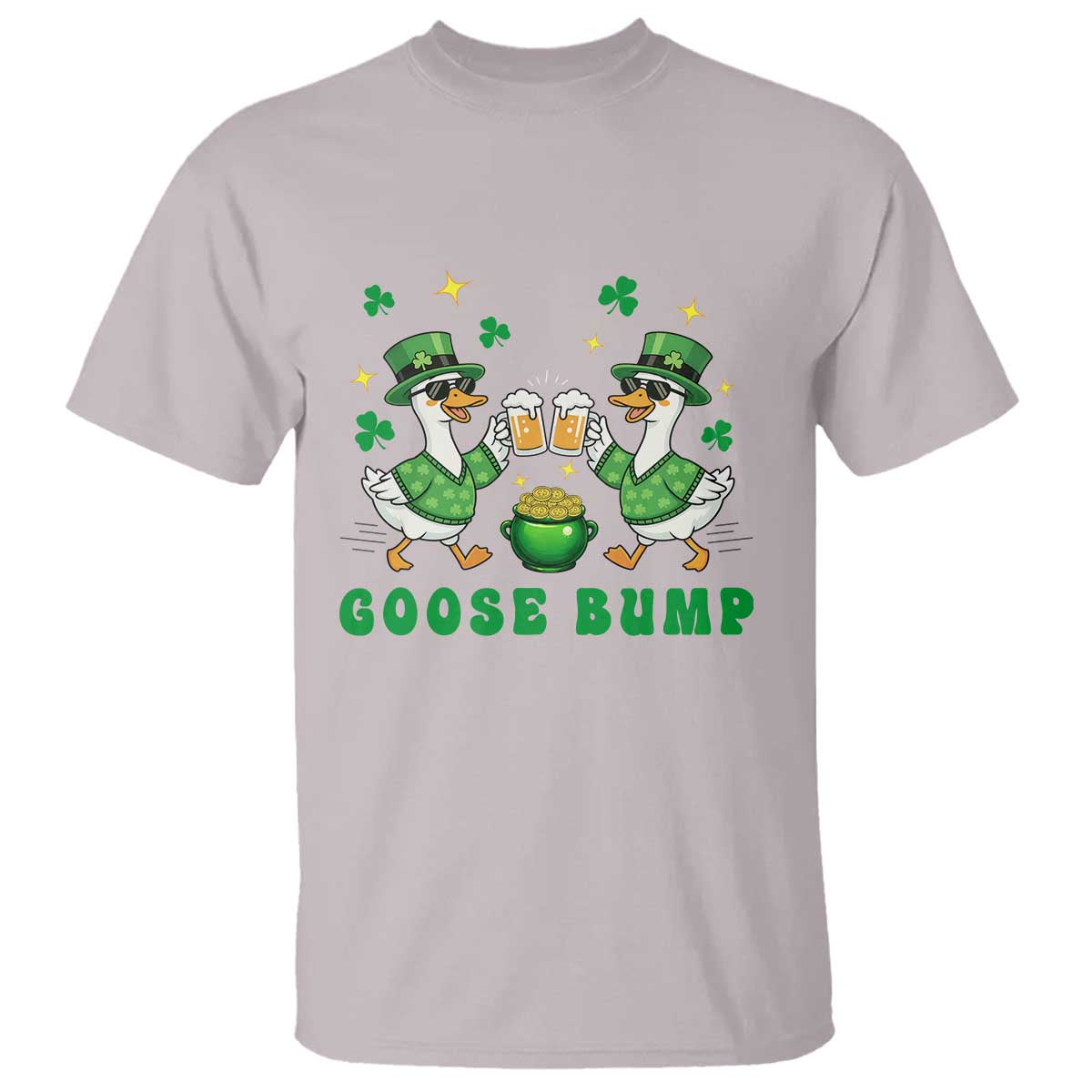 Funny St Patricks Day Goose Drinking Beer T Shirt Goose Bump