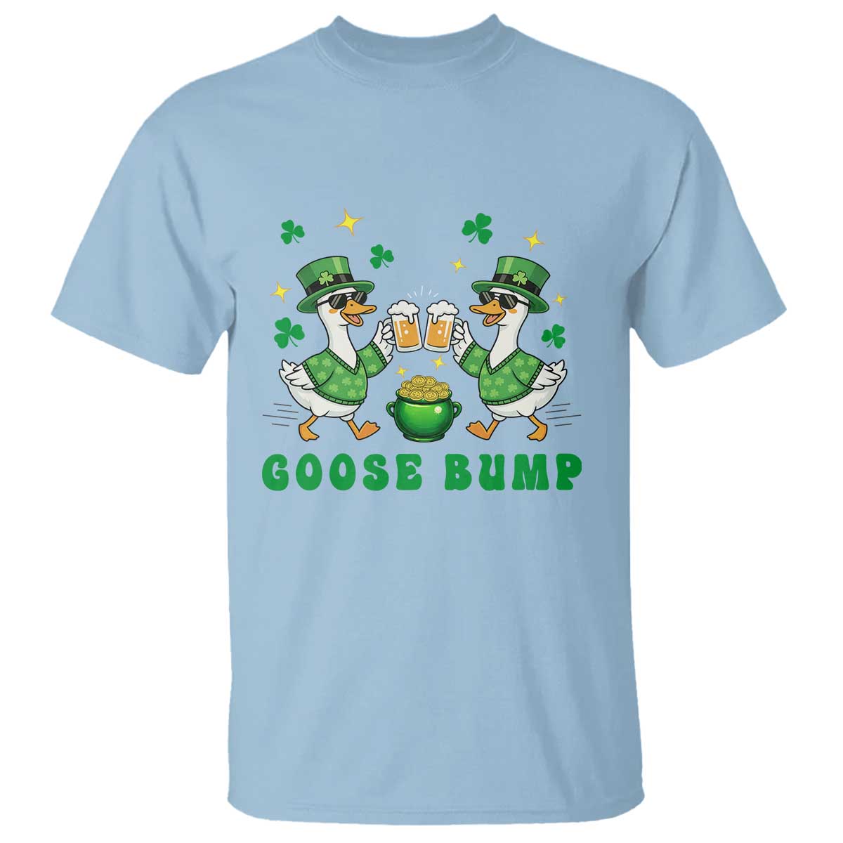Funny St Patricks Day Goose Drinking Beer T Shirt Goose Bump