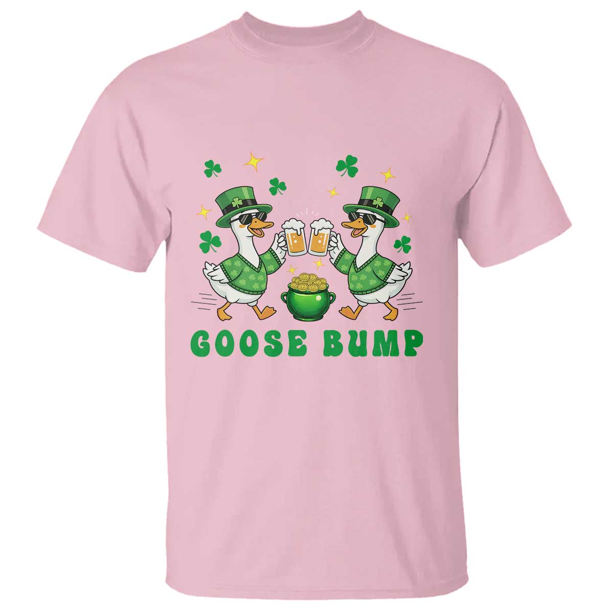 Funny St Patricks Day Goose Drinking Beer T Shirt Goose Bump