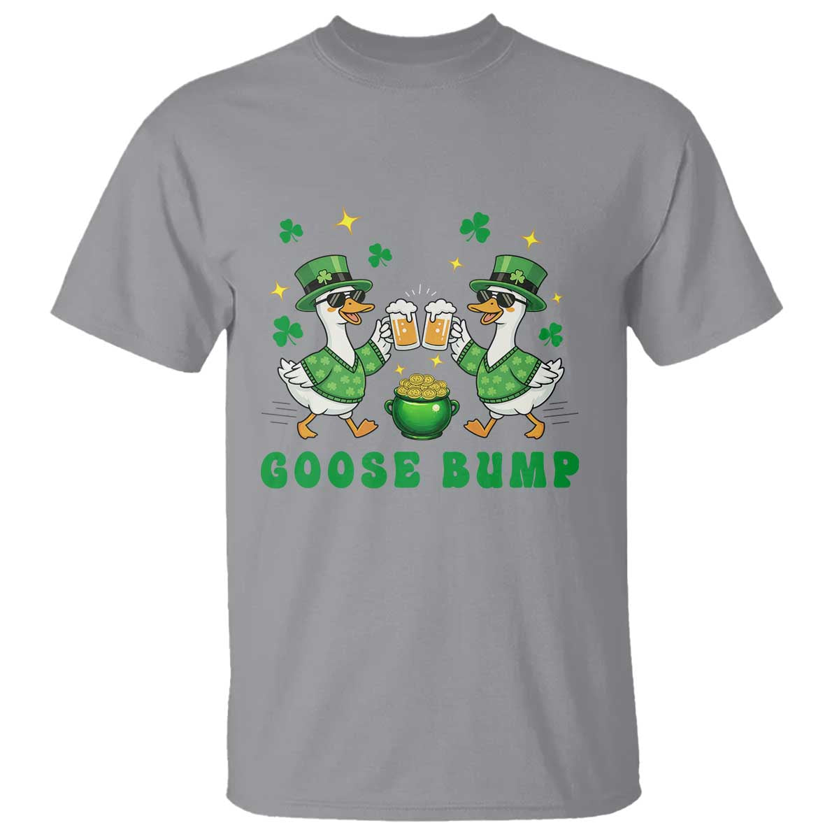 Funny St Patricks Day Goose Drinking Beer T Shirt Goose Bump