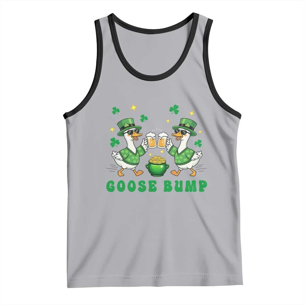 Funny St Patricks Day Goose Drinking Beer Tank Top Goose Bump