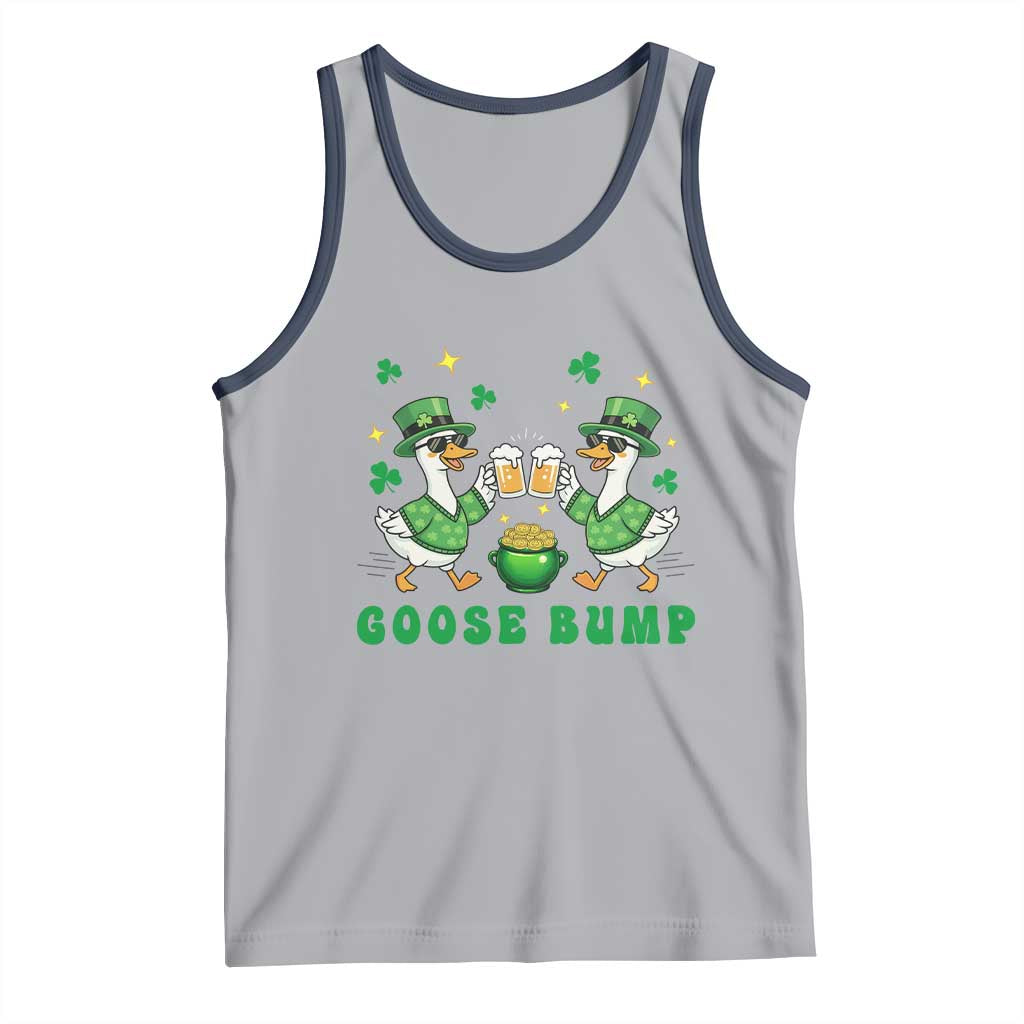 Funny St Patricks Day Goose Drinking Beer Tank Top Goose Bump