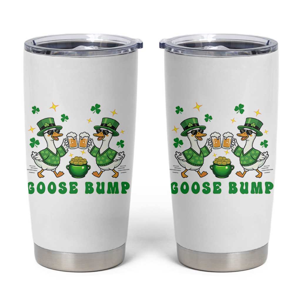 Funny St Patricks Day Goose Drinking Beer Tumbler Cup Goose Bump