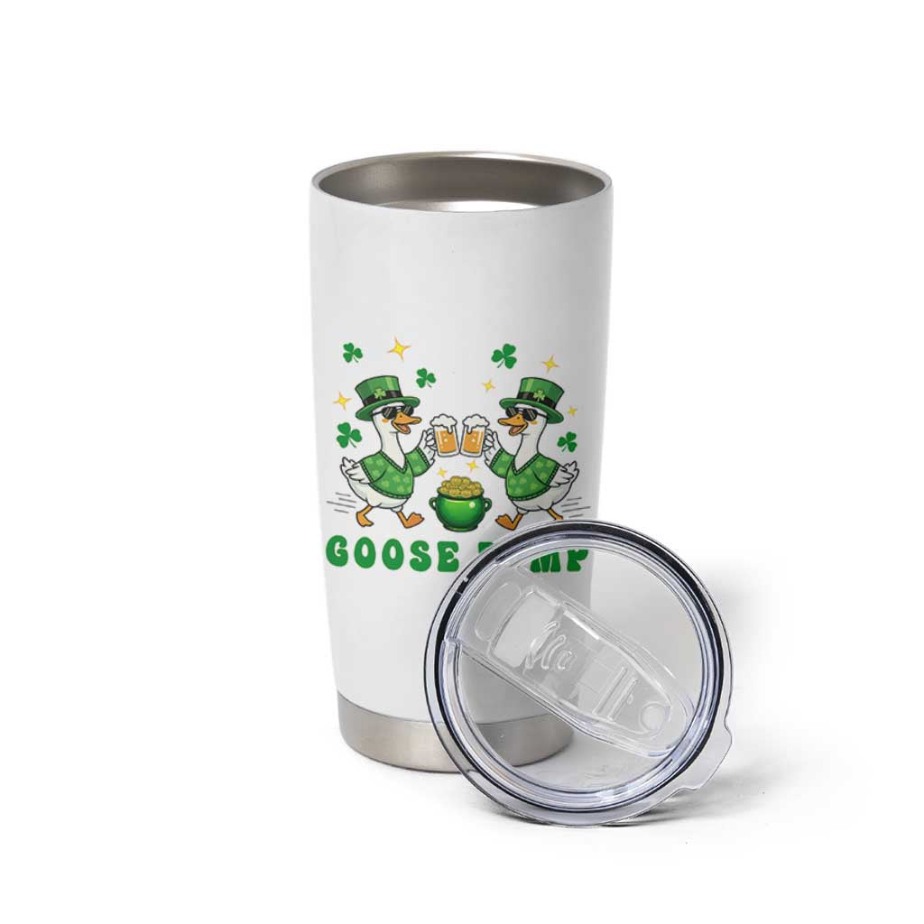 Funny St Patricks Day Goose Drinking Beer Tumbler Cup Goose Bump