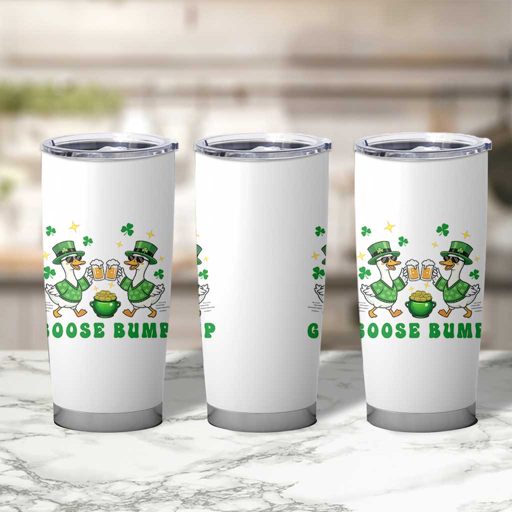 Funny St Patricks Day Goose Drinking Beer Tumbler Cup Goose Bump