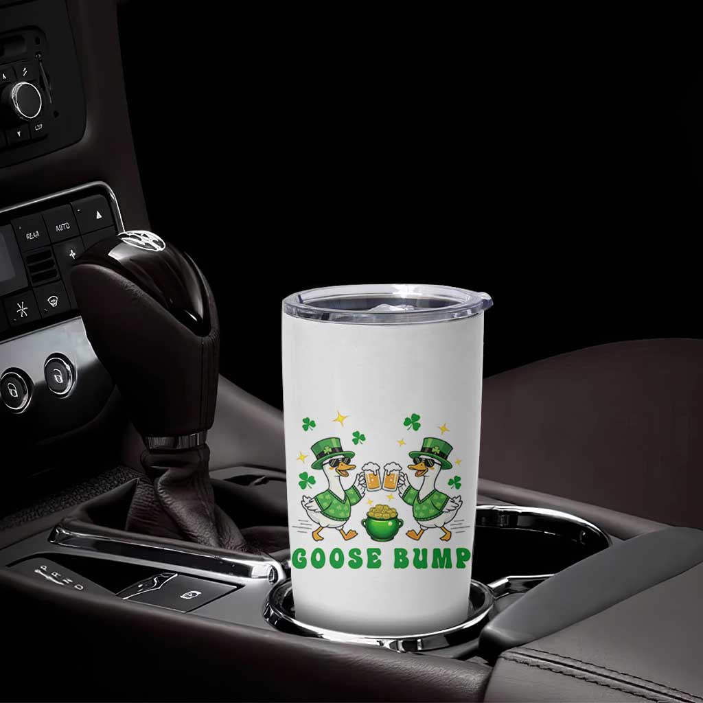 Funny St Patricks Day Goose Drinking Beer Tumbler Cup Goose Bump