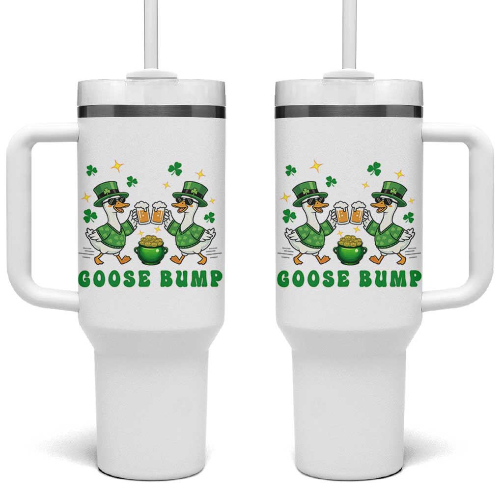 Funny St Patricks Day Goose Drinking Beer Tumbler With Handle Goose Bump