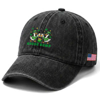 Funny St Patricks Day Goose Drinking Beer Washed Cotton Baseball Cap Goose Bump
