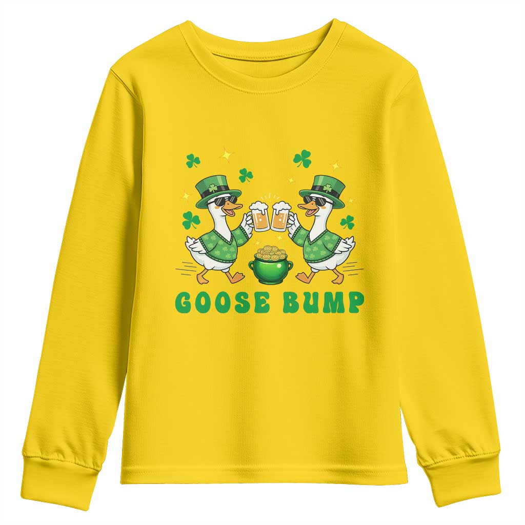 Funny St Patricks Day Goose Drinking Beer Youth Sweatshirt Goose Bump