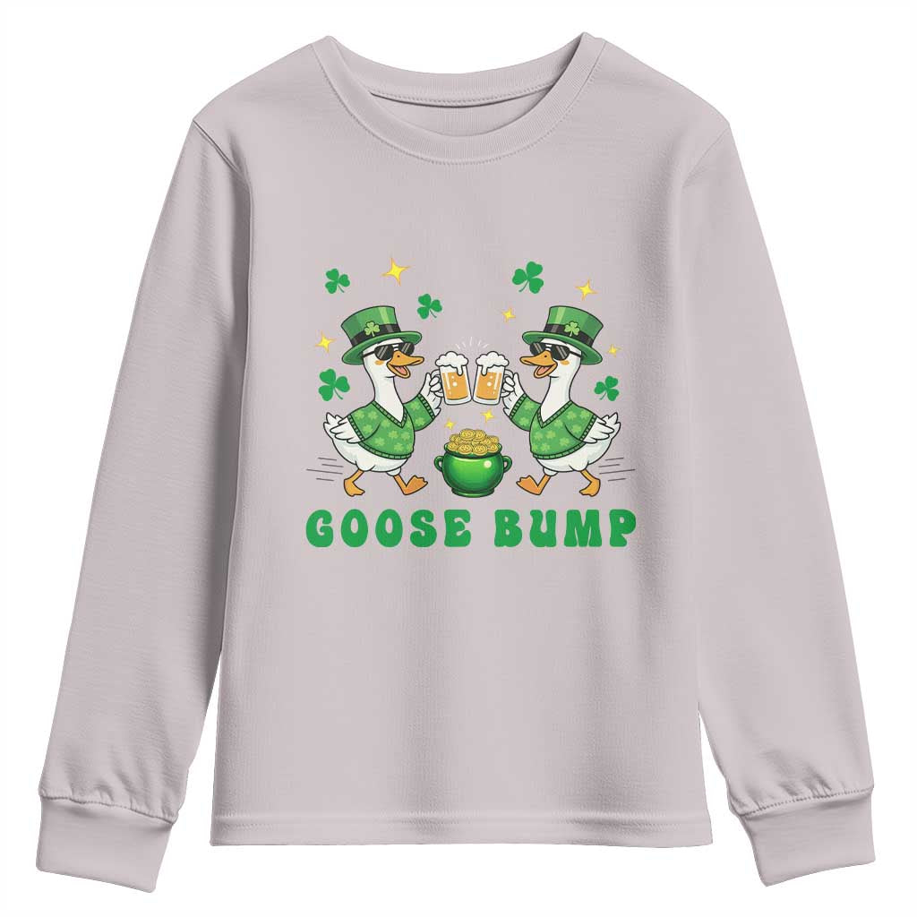 Funny St Patricks Day Goose Drinking Beer Youth Sweatshirt Goose Bump